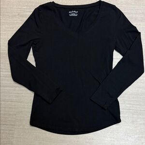 Derek Heart Juniors Black Long Sleeve V-Neck Tshirt Size L